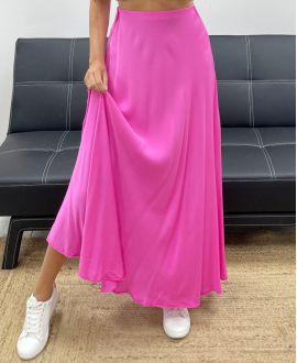 JUPE LONGUE VISCOSE DOUCE PE2554 FUSHIA