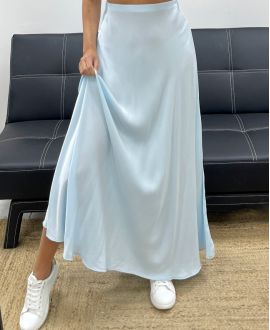 JUPE LONGUE VISCOSE DOUCE PE2554 BLEU CIEL
