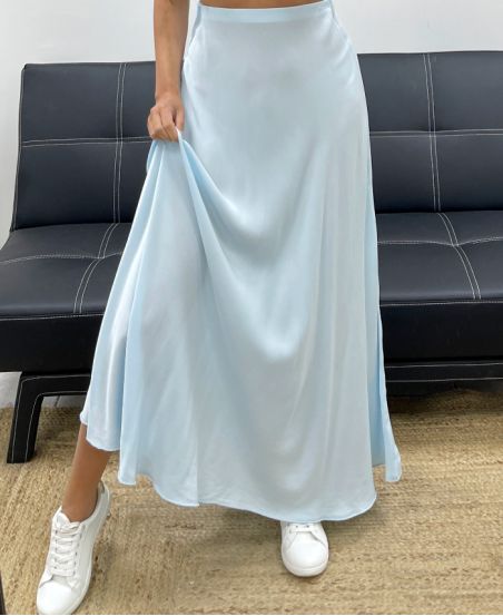 ZACHTE VISCOSE LANGE ROK PE2554 HEMELSBLAUW