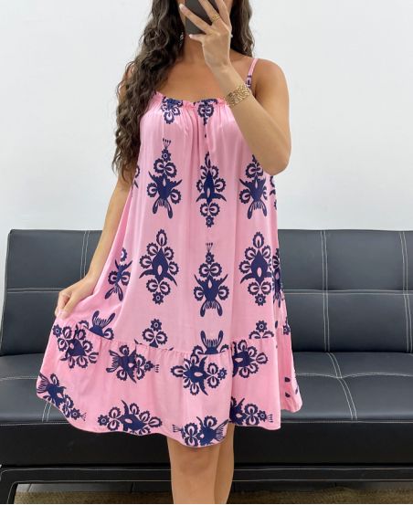 ABITO CON SPALLINE IN VISCOSA ROSA PE2511