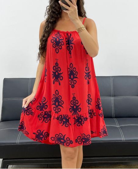 ABITO ROSSO CON SPALLINE IN VISCOSA PE2511
