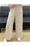 TOP MET OPEN RUG + JEWEL BROEK MET WIJDE PIJPEN PE2502 BEIGE