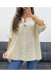 BLUSA IN COTONE CON RICAMO STAR PE2506 BEIGE