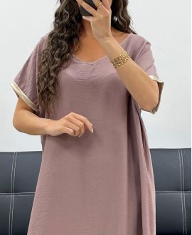 ROBE FLUIDE COL V DETAIL MANCHES PE2584 TAUPE