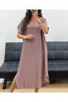 ROBE FLUIDE COL V DETAIL MANCHES PE2584 TAUPE
