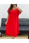 ROBE FLUIDE COL V DETAIL MANCHES PE2584 ROUGE