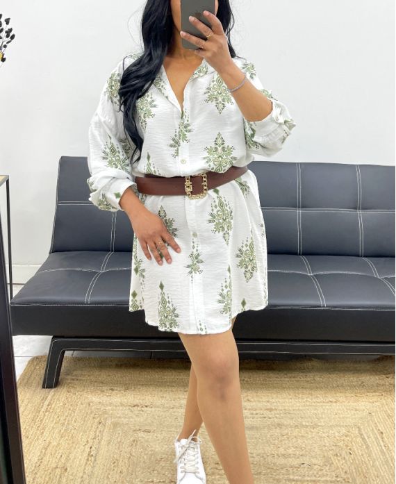 VESTIDO/CAMISA LARGA ESTAMPADA SS1685 CAQUI