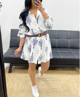 VESTIDO/CAMISA LARGA ESTAMPADA SS1685 AZUL MARINO