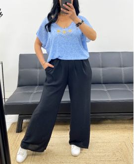 T-SHIRT CHINé ETOILES PE2297 BLEU