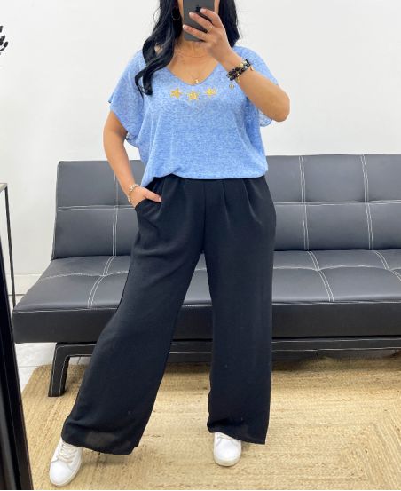T-SHIRT CHINé ETOILES PE2297 BLEU