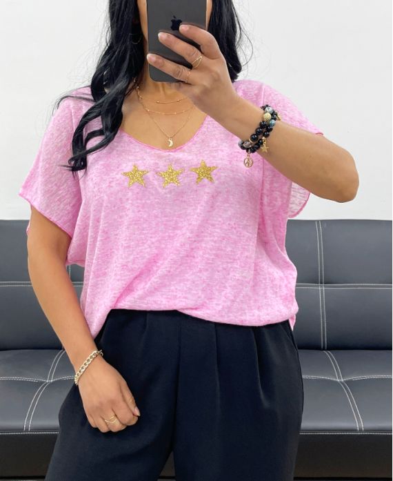 T-SHIRT HEATHER STARS SS2297 ROSA
