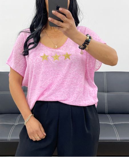 HEATHER STARS T-SHIRT SS2297 ROZE