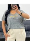 T-SHIRT CHINé ETOILES PE2297 NOIR