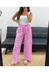 PANTALONE IN GARZA DI COTONE LéO FLUO PE2576 LILA/FUSHIA