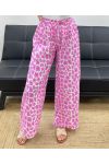 PANTALONE IN GARZA DI COTONE LéO FLUO PE2576 LILA/FUSHIA