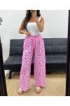 PANTALÓN DE GASA DE ALGODÓN LéO FLUO PE2576 LILA/FUSHIA