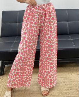 PANTALONE IN GARZA DI COTONE LéO FLUO PE2576 TAUPE