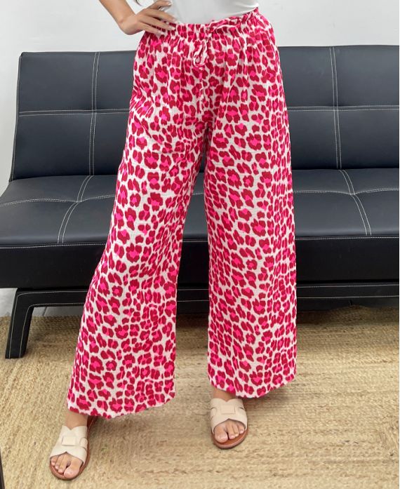 PANTALONE IN GARZA DI COTONE LéO FLUO PE2576 ROSSO