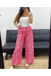 PANTALONE IN GARZA DI COTONE LéO FLUO PE2576 ROSSO