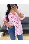 CAMICIA IN GARZA DI COTONE RIGHE CUORE PE2556 ROSA