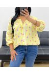 CHEMISE GAZE DE COTON RAYURES COEUR PE2556 JAUNE