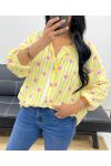 CHEMISE GAZE DE COTON RAYURES COEUR PE2556 JAUNE