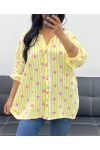 CHEMISE GAZE DE COTON RAYURES COEUR PE2556 JAUNE