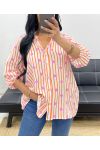 CAMICIA IN GARZA DI COTONE CON RIGHE CUORE PE2556 ARANCIO