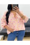 CAMICIA IN GARZA DI COTONE CON RIGHE CUORE PE2556 ARANCIO