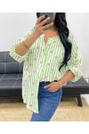 CAMICIA IN GARZA DI COTONE CON RIGHE CUORE PE2556 VERDE