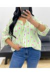 CAMICIA IN GARZA DI COTONE CON RIGHE CUORE PE2556 VERDE