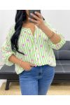 CAMICIA IN GARZA DI COTONE CON RIGHE CUORE PE2556 VERDE