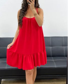 ROBE A BRETELLES PE2595 ROUGE