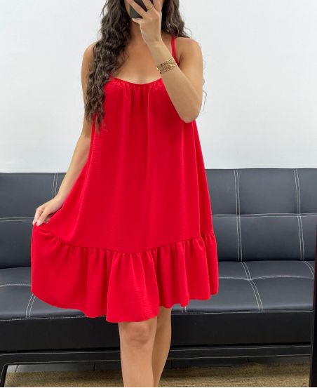 VESTITO CON SPALLINE PE2595 ROSSO