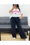 T-SHIRT OVERSIZE COTON FLOCAGE BOHEME PE2560 FUSHIA