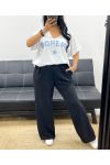 OVERSIZED COTTON FLOCKING T-SHIRT BOHEME PE2560 BLUE