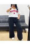 CAMISETA OVERSIZE DE ALGODÓN FLOCADO BOHEMIAN PE2560 ROJO