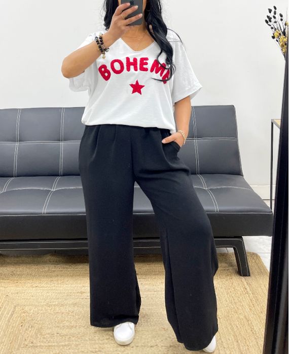 T-SHIRT OVERSIZE FLOCCATA IN COTONE BOHEMIAN PE2560 ROSSO