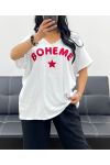 T-SHIRT OVERSIZE FLOCCATA IN COTONE BOHEMIAN PE2560 ROSSO