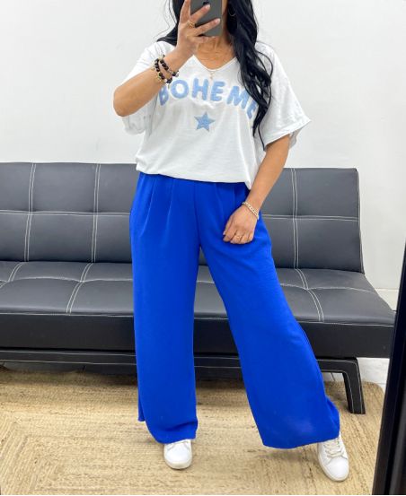 PANTALÓN FLUIDO 2 BOLSILLOS SS1282 AZUL REAL