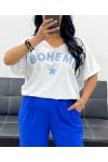OVERSIZED COTTON FLOCKING T-SHIRT BOHEME PE2560 BLUE