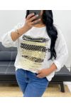 LOSE VISKOSE BEFLOCKUNG TOP PE0400 WEISS