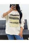 LOOSE VISCOSE FLOCKING TOP PE0400 BEIGE