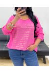 CAMISETA BIMATERIAL ECRITURES ORO PE0798 FUSHIA