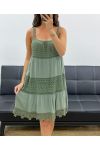 "COLLECTION BOHEME" ROBE EMPIECEMENT DENTELLE PE2540 KAKI2