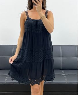 "COLLECTION BOHEME" ROBE EMPIECEMENT DENTELLE PE2540 NOIR