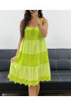 "COLLECTION BOHEME" ROBE EMPIECEMENT DENTELLE PE2540 VERT ANIS