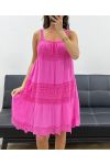 "BOHEMIAN COLLECTION" SUKIENKA Z KARCZKIEM KORONKOWYM PE2540 FUSIA