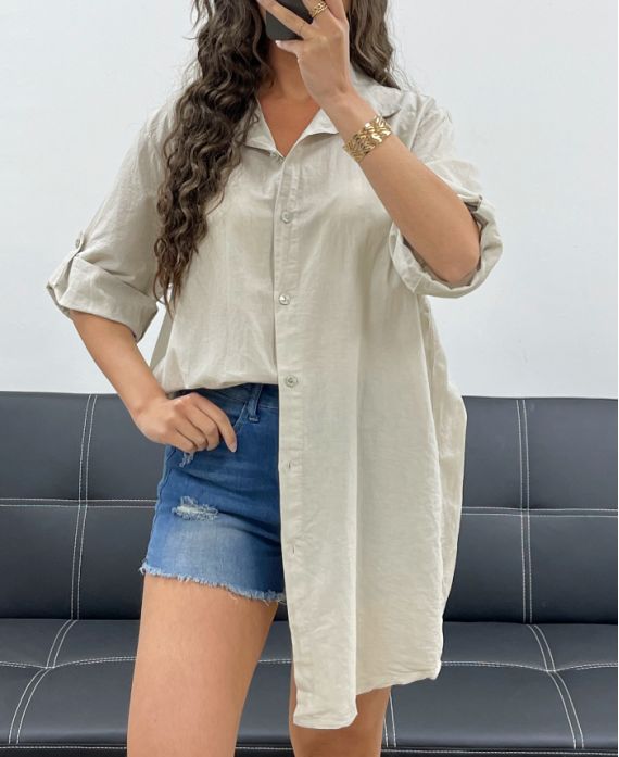CHEMISE LONGUE COTON DOUCE PE2573 BEIGE