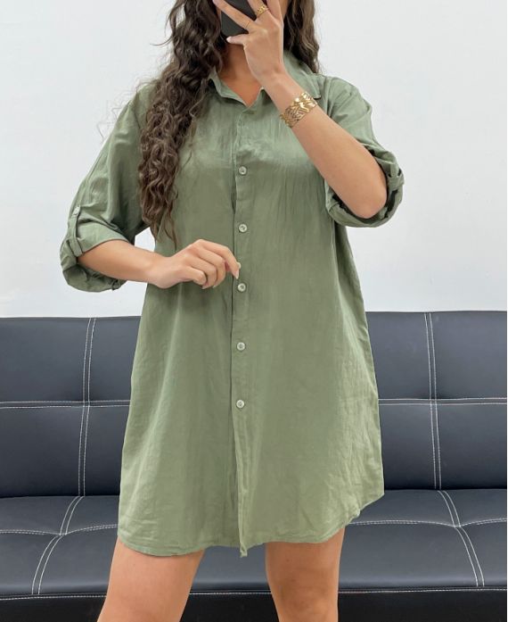 CHEMISE LONGUE COTON DOUCE PE2573 KAKI